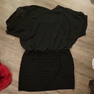 Karina Grimaldi Black Mini Blouson Dress